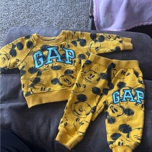 GAP Yellow Baby Set with Mickey Mouse Print